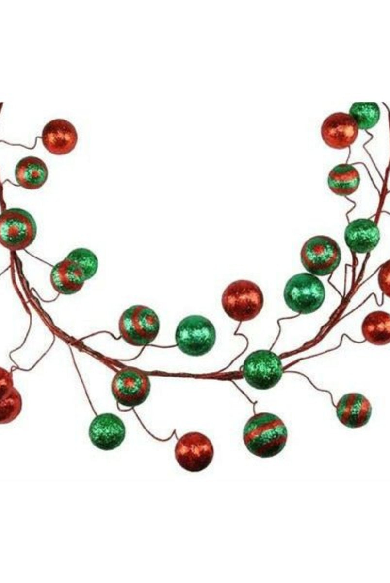 Shop For 5' Glitter Ball Garland: Red/Emerald Green at Michelle's aDOORable Creations
