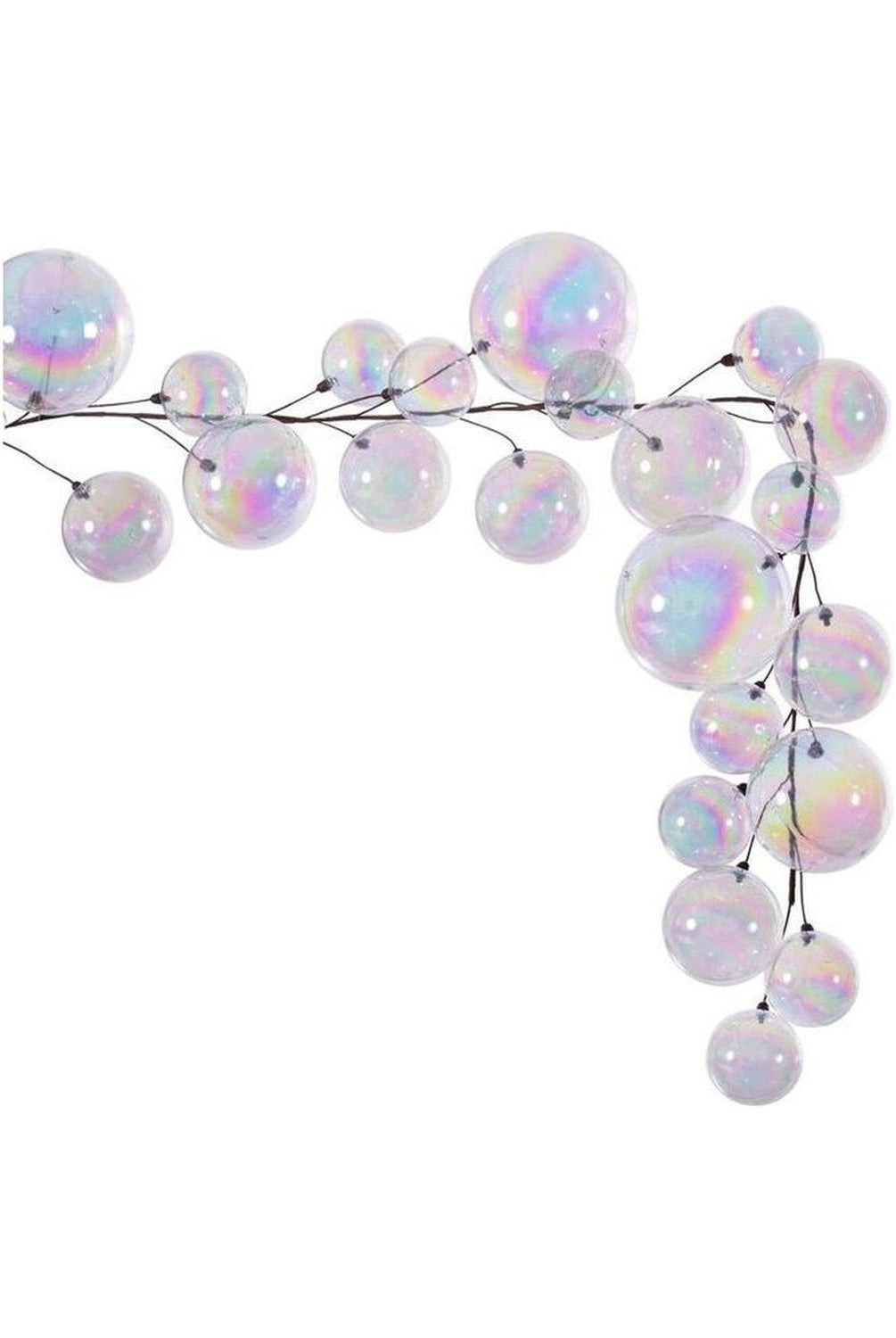 6' Clear Iridescent Branch Ball Wire Garland