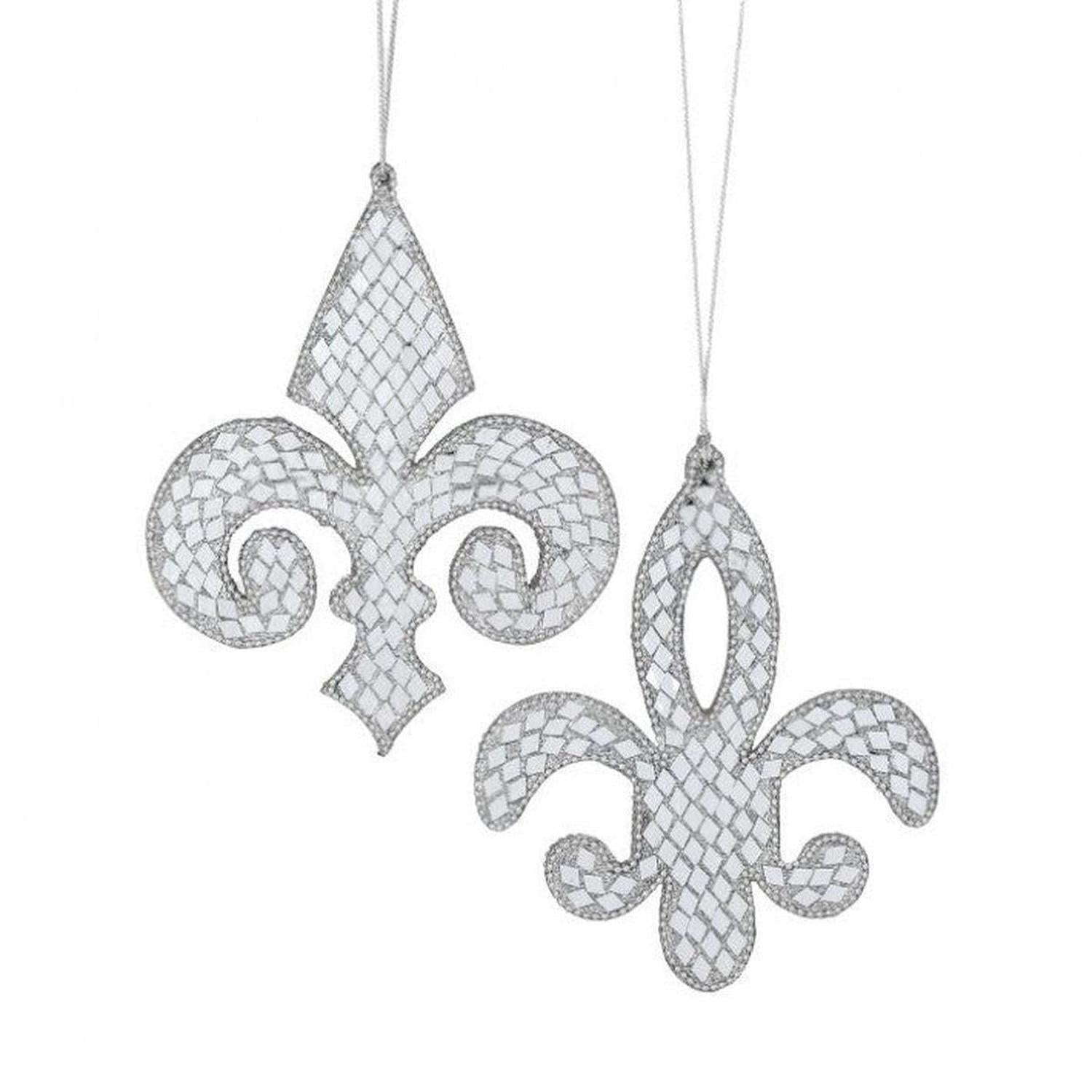 6" Mirror Jewel Fleur De Lis Ornament (Asst 2)