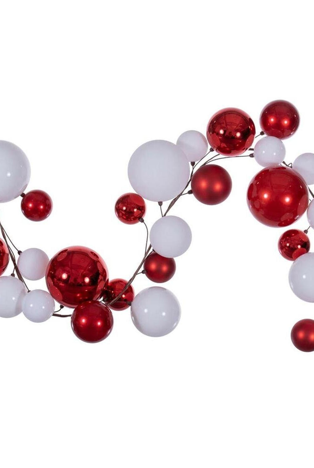 6' Red and White Ball Branch Garland