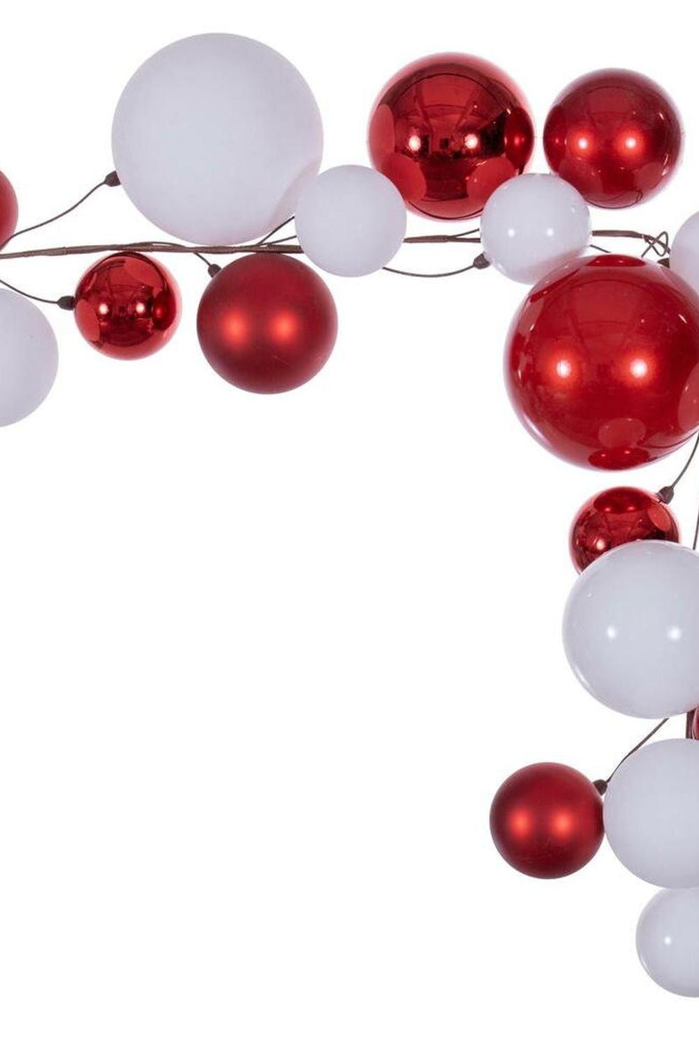 6' Red and White Ball Branch Garland