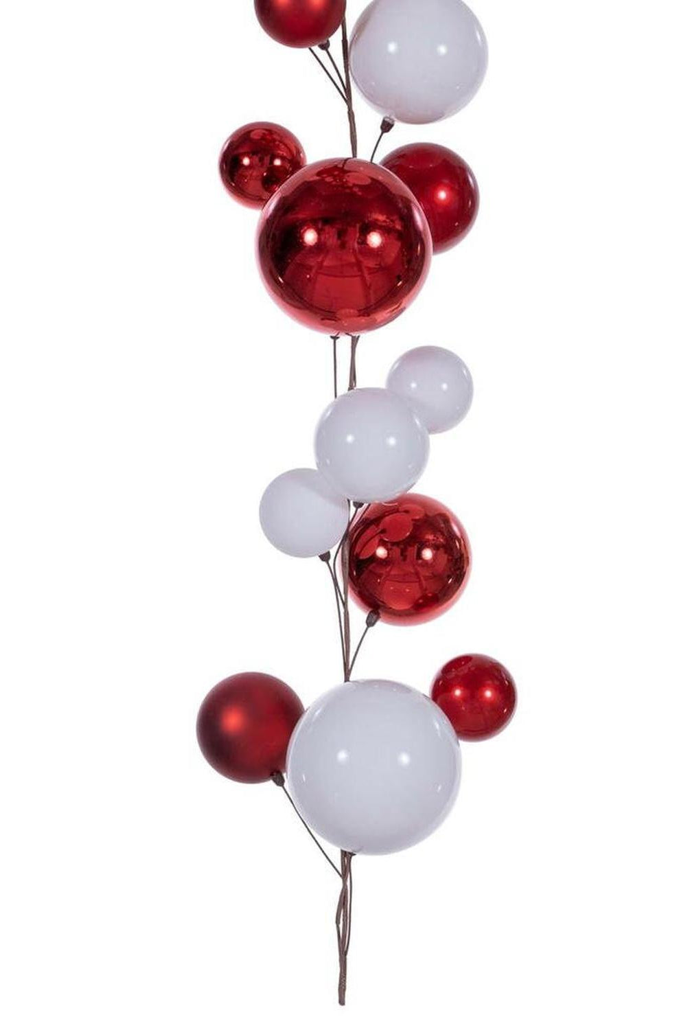 6' Red and White Ball Branch Garland