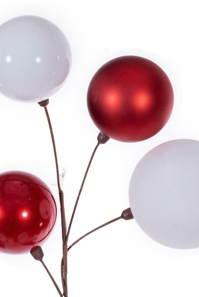 Shop For 6' Red and White Ball Branch Garland at Michelle's aDOORable Creations