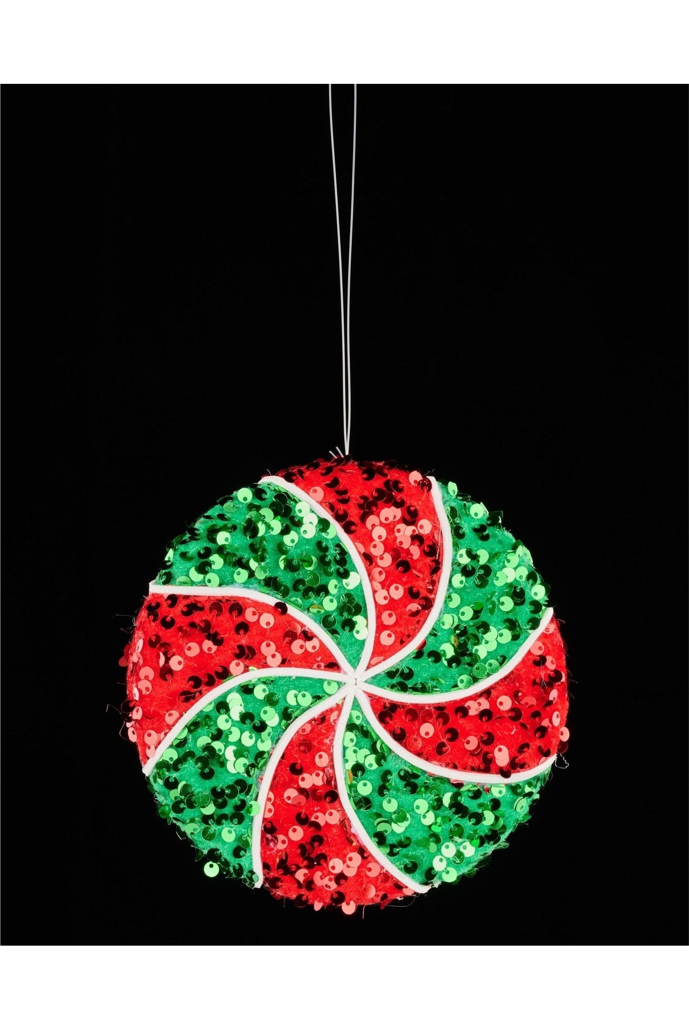 6" Sequin Peppermint Ornament: Red/Green - Michelle's aDOORable Creations - Holiday Ornaments