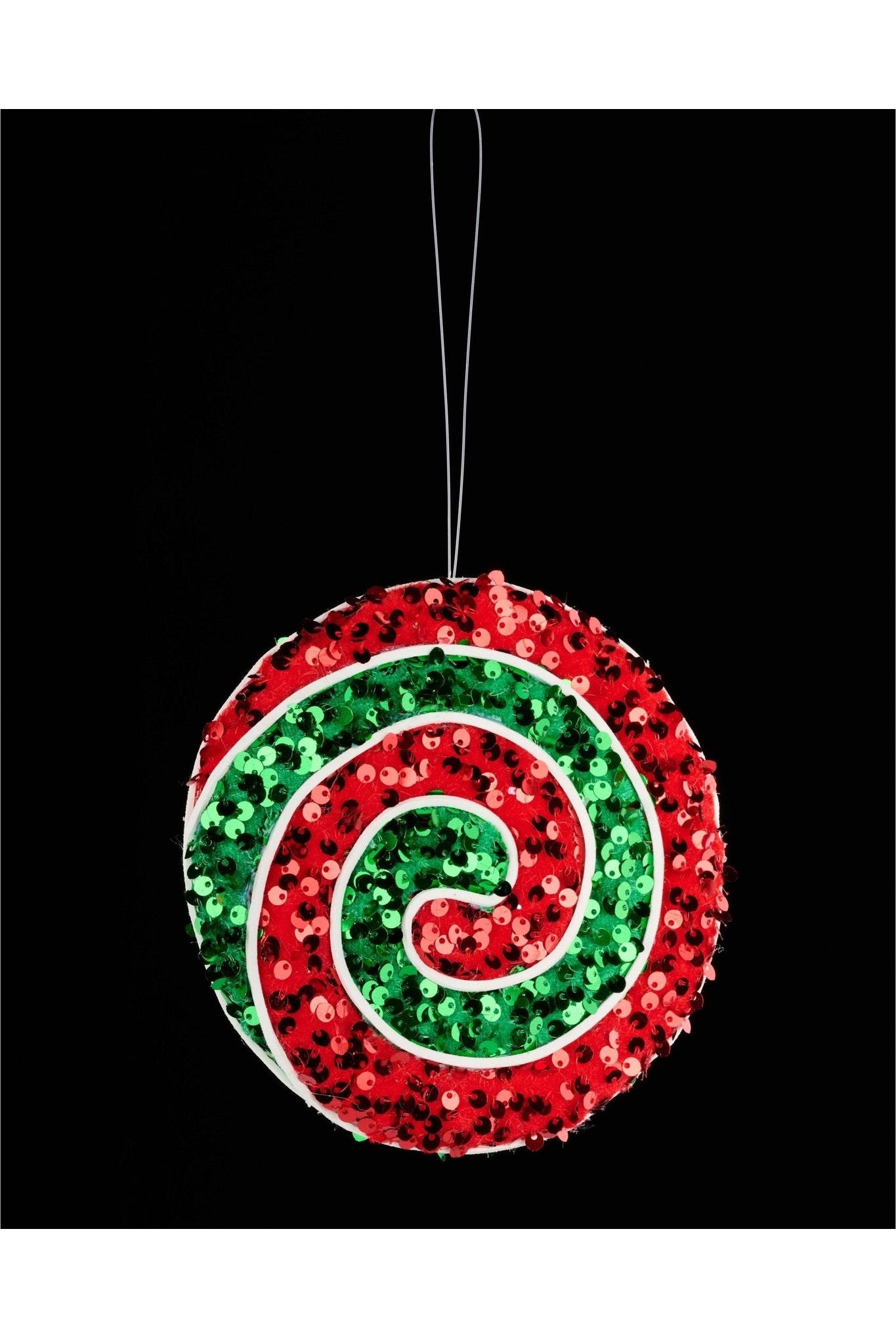 6" Sequin Peppermint Swirl Ornament: Red/Green - Michelle's aDOORable Creations - Holiday Ornaments