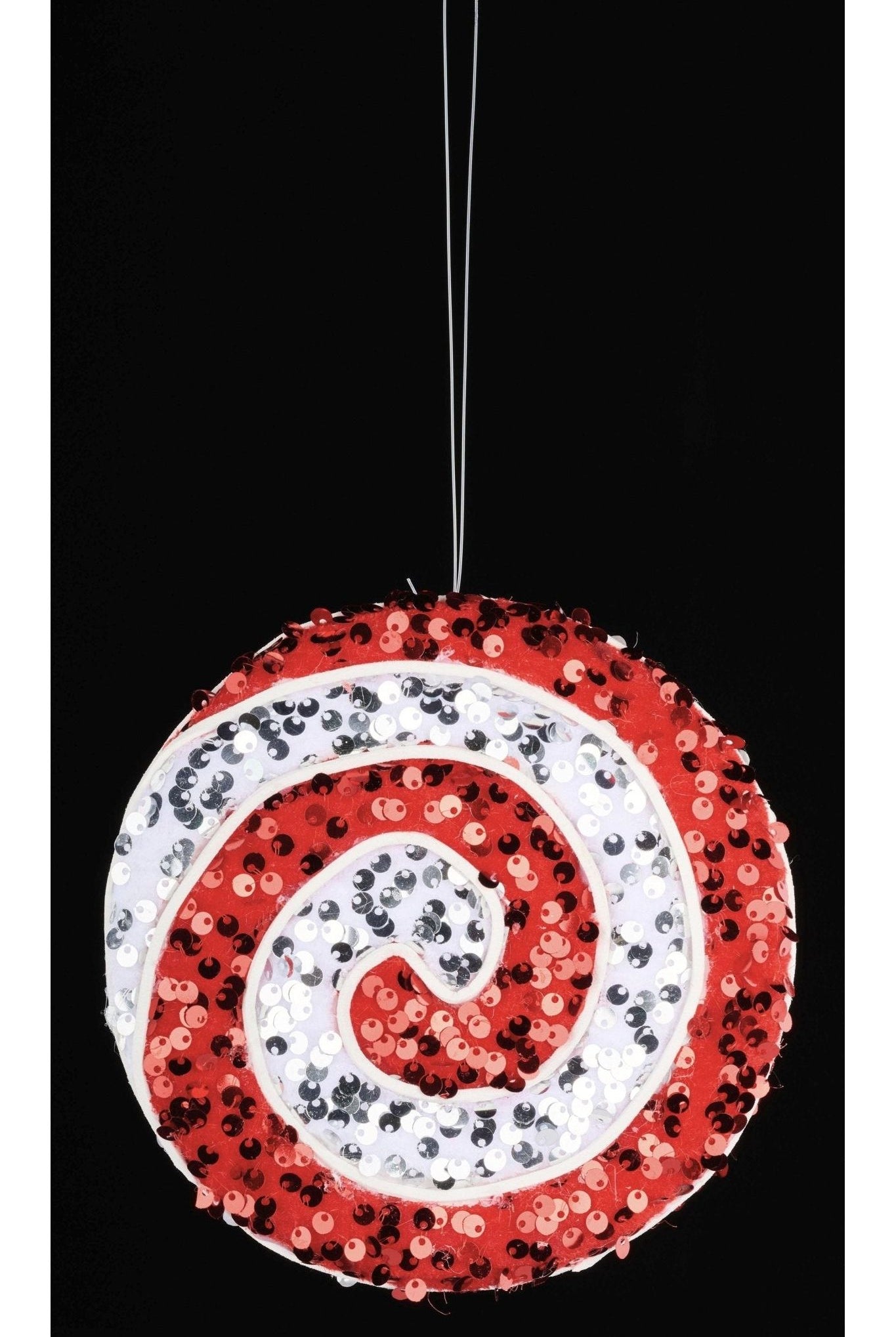 6" Sequin Peppermint Swirl Ornament: Red/White - Michelle's aDOORable Creations - Holiday Ornaments