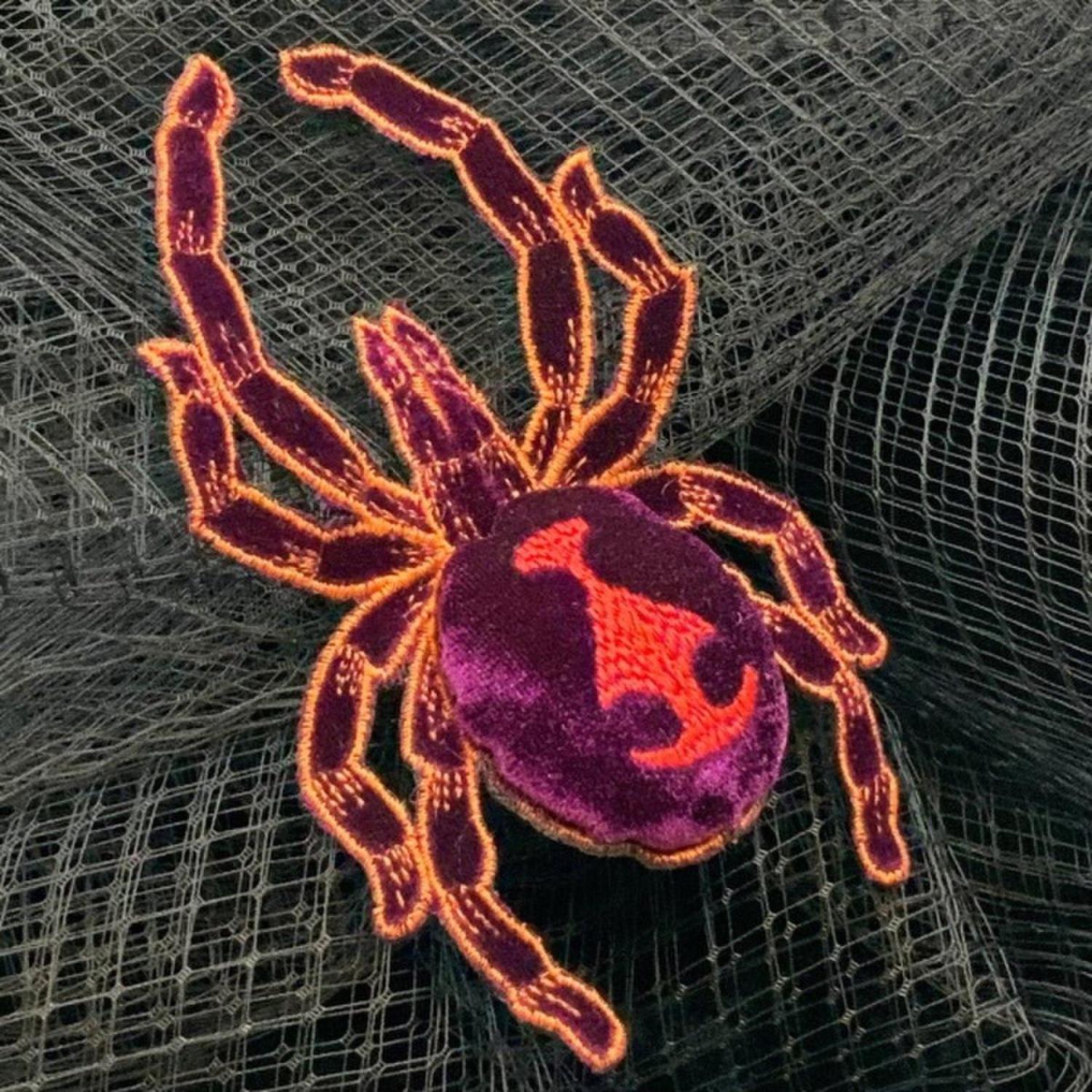 Shop For 6" Velvet Spider Clip: Black/Purple at Michelle's aDOORable Creations