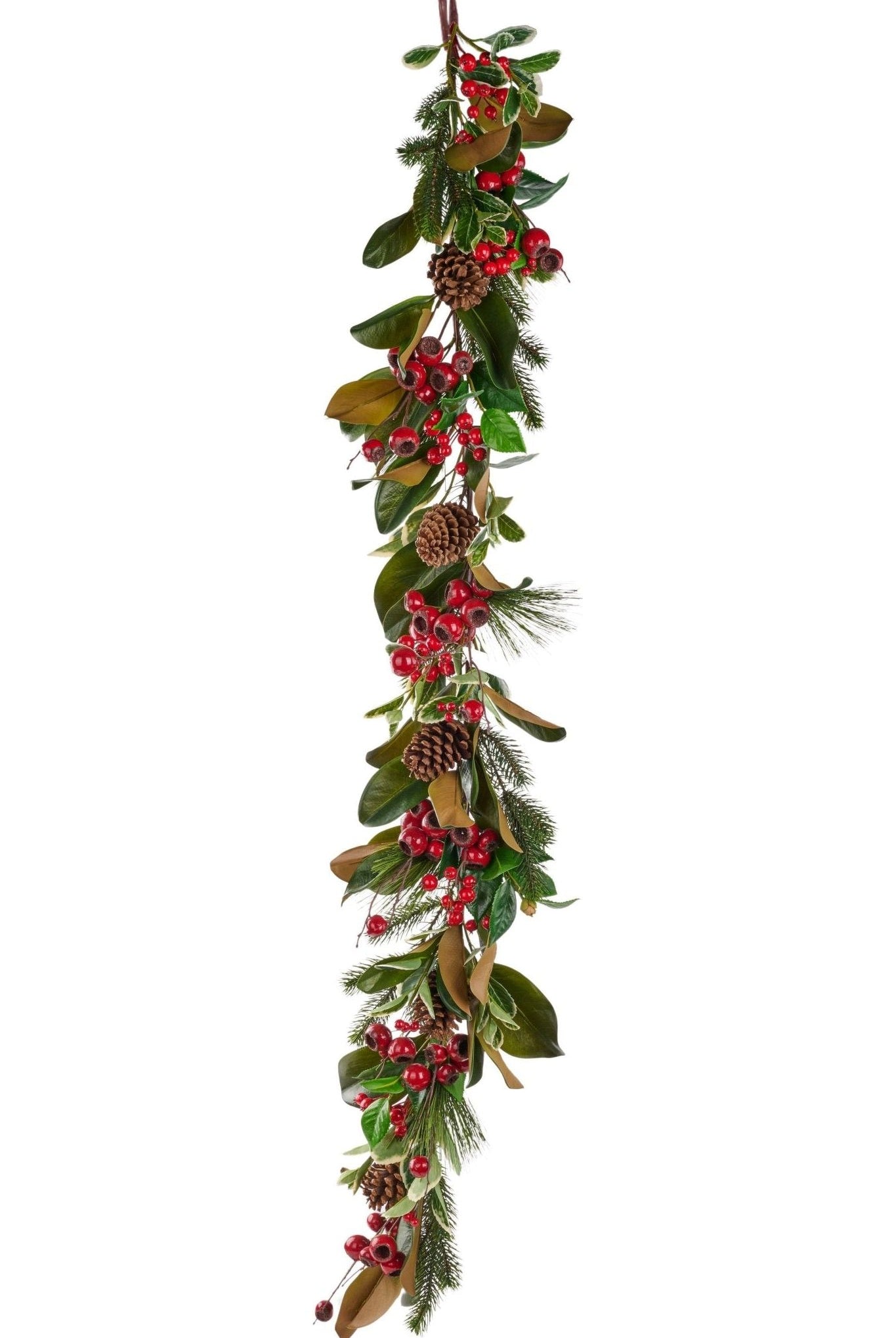 60" Magnolia Pine Holly Berry Garland - Michelle's aDOORable Creations - Garland