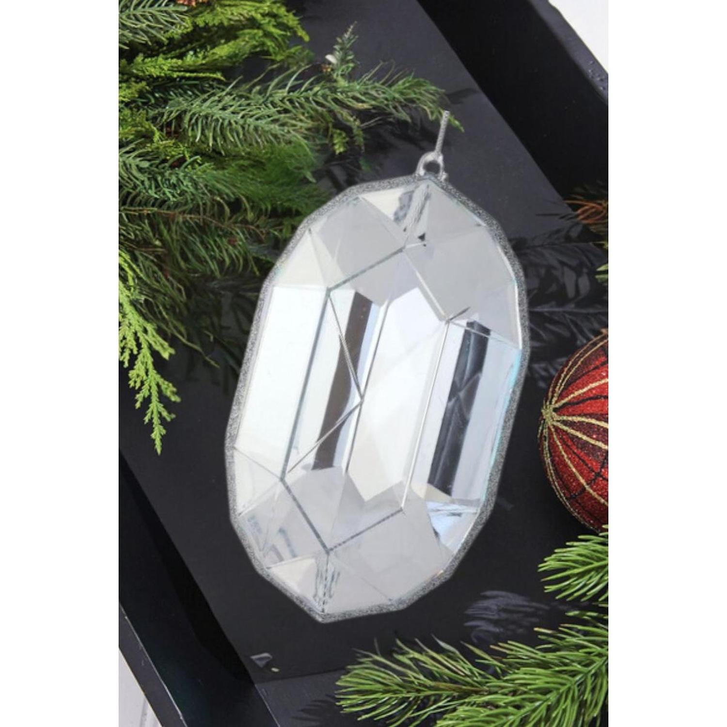 6.5" Acrylic Oval Jewel Ornament: Clear