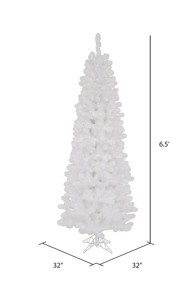 Shop For 6.5' White Salem Pencil Pine Artificial Christmas Tree with 250 Clear Lights at Michelle's aDOORable Creations
