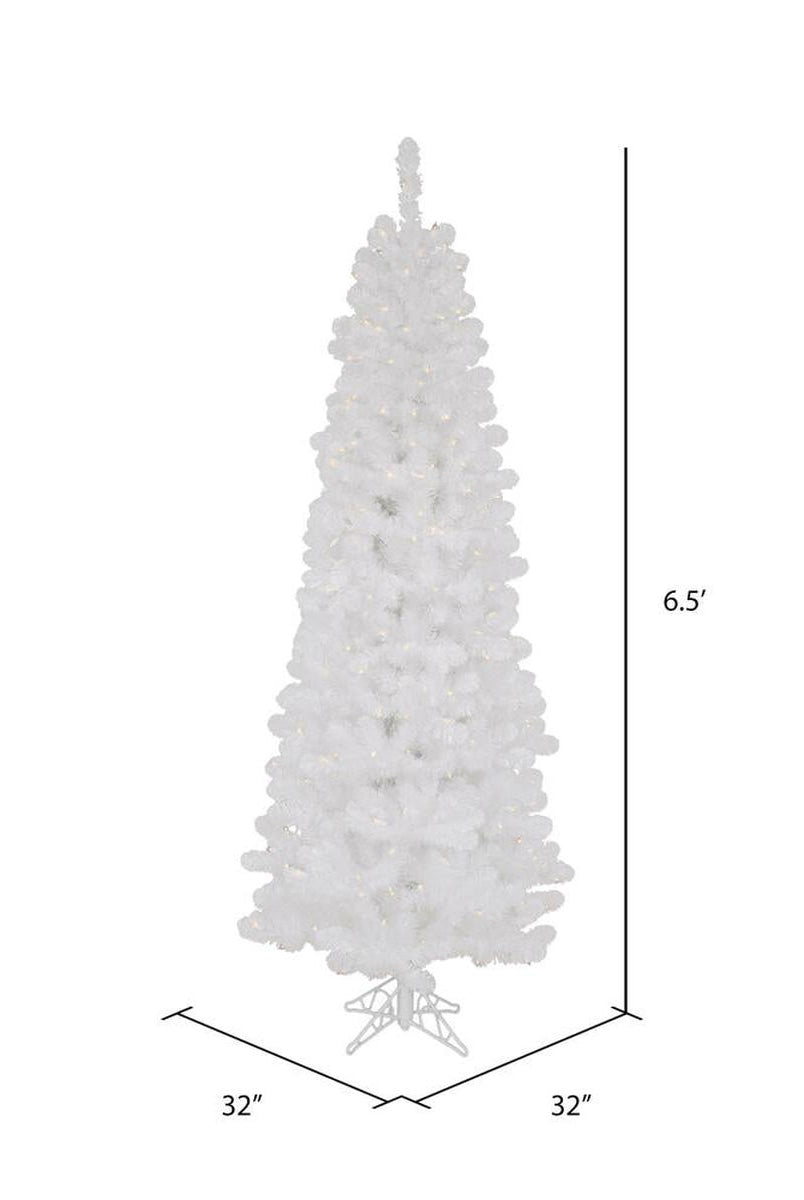 Shop For 6.5' White Salem Pencil Pine Artificial Christmas Tree with 250 Clear Lights at Michelle's aDOORable Creations