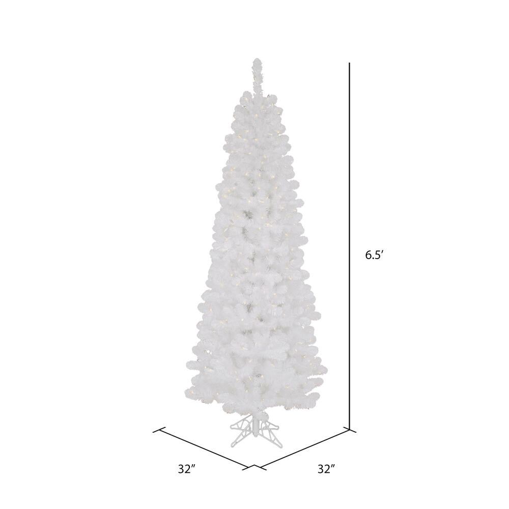 Shop For 6.5' White Salem Pencil Pine Artificial Christmas Tree with 250 Clear Lights at Michelle's aDOORable Creations