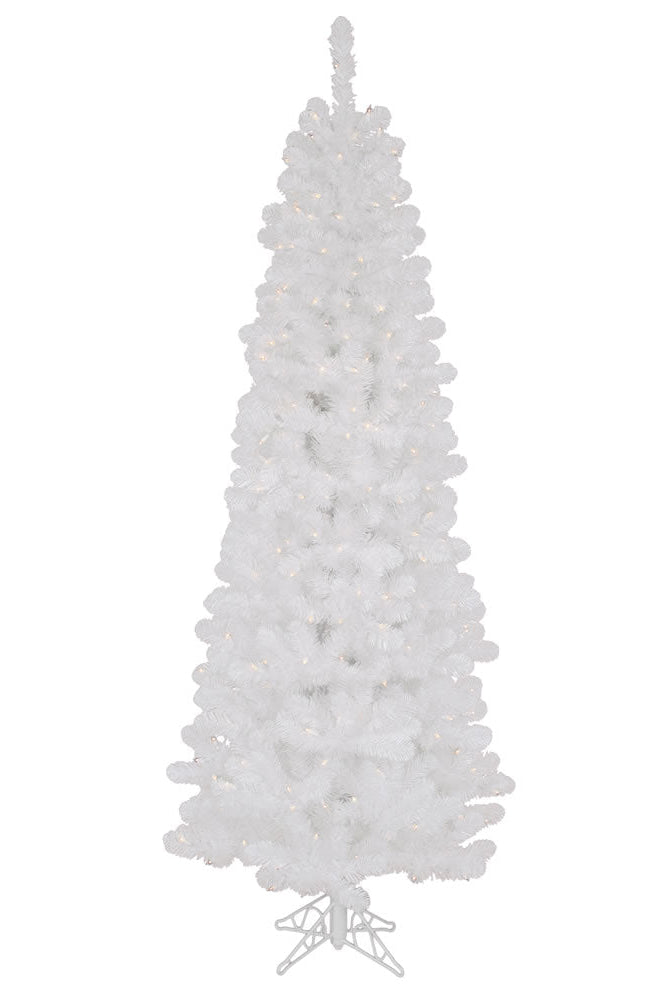 Shop For 6.5' White Salem Pencil Pine Artificial Christmas Tree with 250 Clear Lights at Michelle's aDOORable Creations