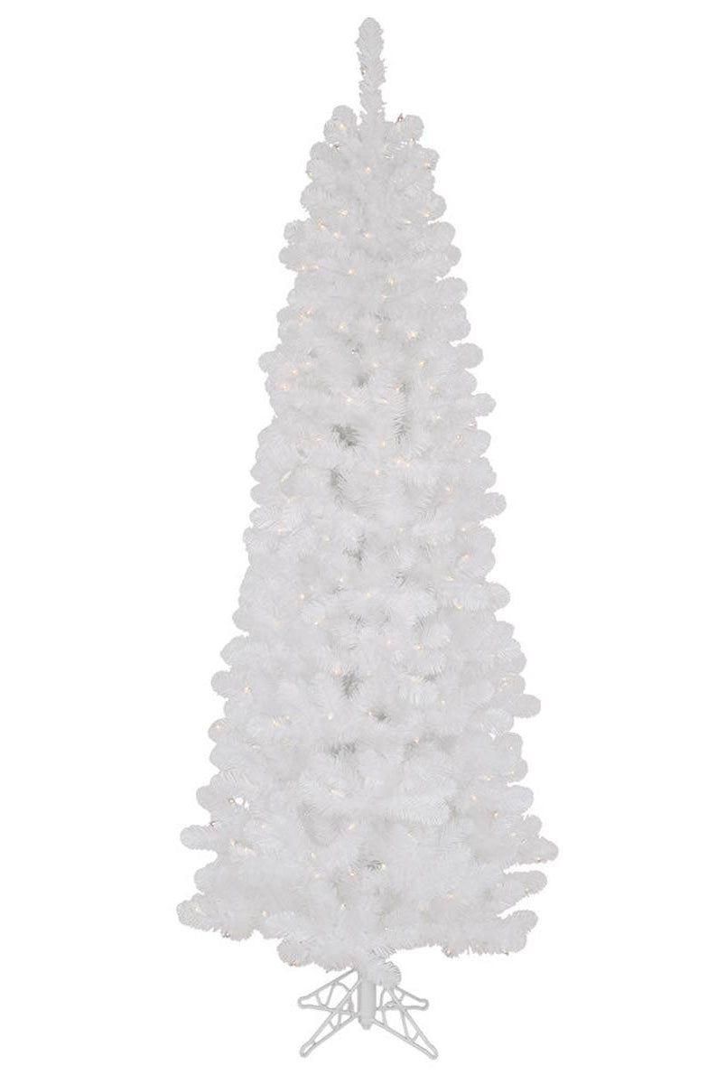 Shop For 6.5' White Salem Pencil Pine Artificial Christmas Tree with 250 Clear Lights at Michelle's aDOORable Creations