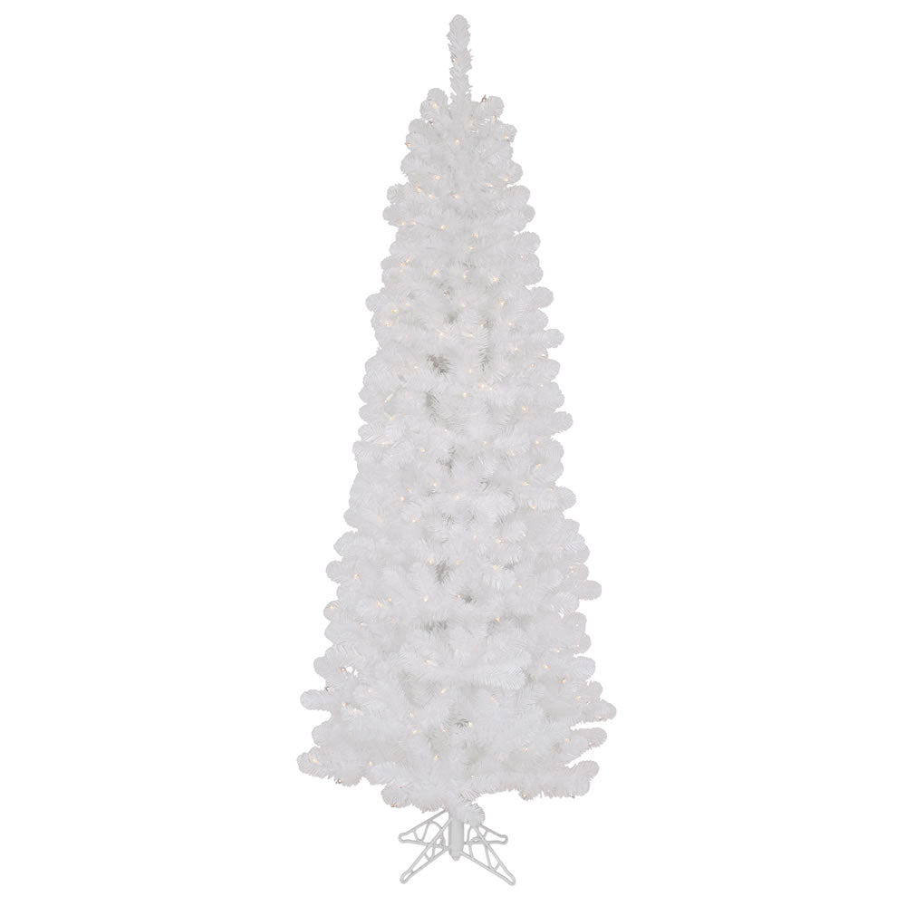Shop For 6.5' White Salem Pencil Pine Artificial Christmas Tree with 250 Clear Lights at Michelle's aDOORable Creations