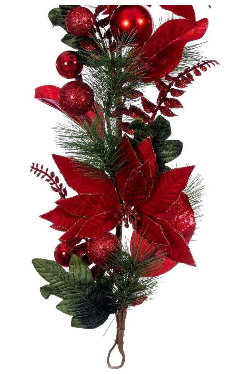 Shop For 72" Merry Red Poinsettia Decorated Garland at Michelle's aDOORable Creations