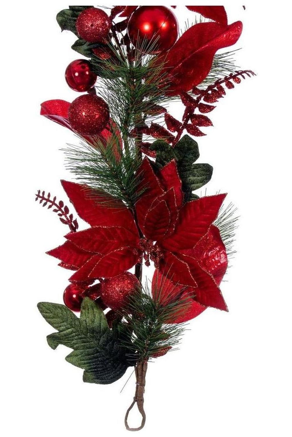 72" Merry Red Poinsettia Decorated Garland