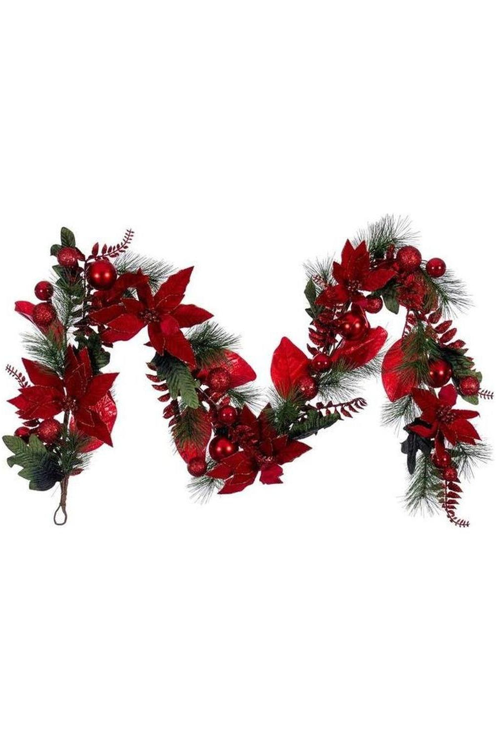 72" Merry Red Poinsettia Decorated Garland