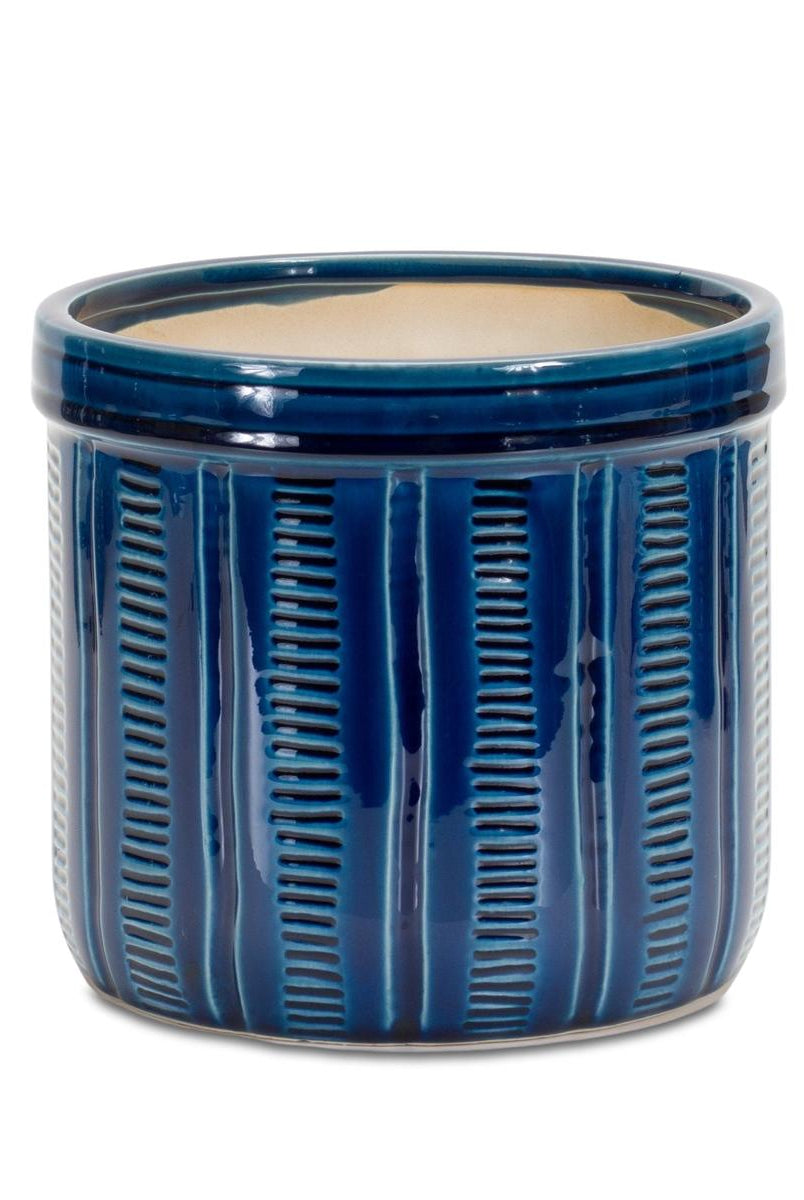 Shop For 7.25" Blue Abstract Planter Pots (Set of 3) at Michelle's aDOORable Creations