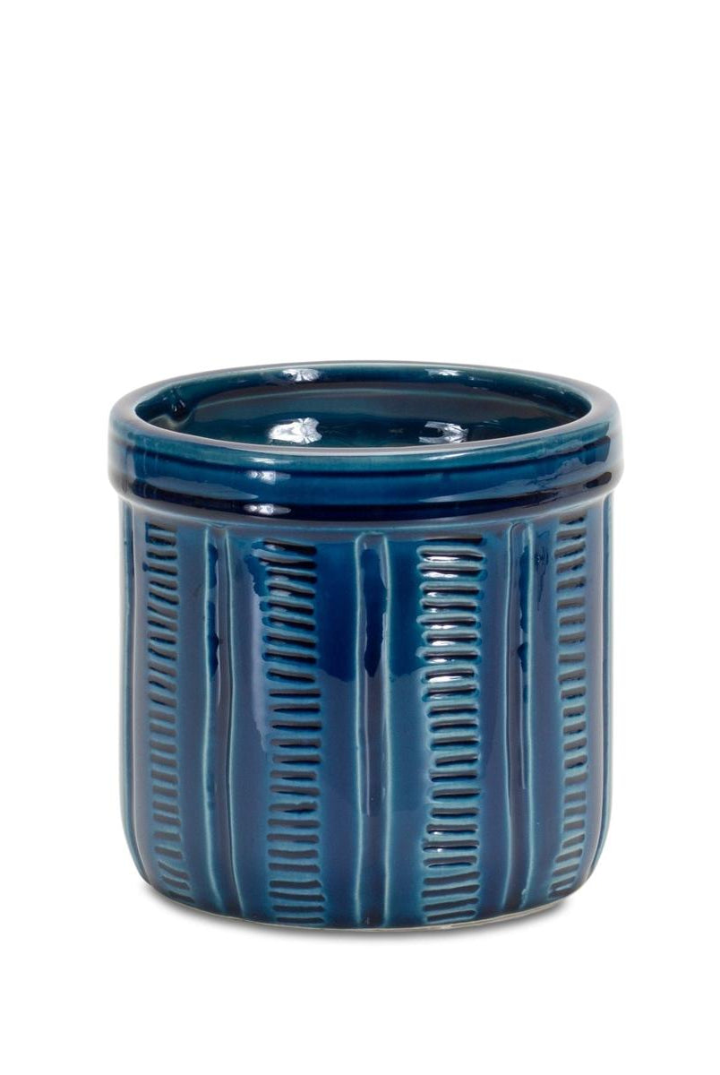 Shop For 7.25" Blue Abstract Planter Pots (Set of 3) at Michelle's aDOORable Creations