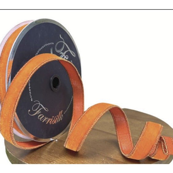 Shop For .75" Velvet Luster Ribbon: Orange (10 Yards) at Michelle's aDOORable Creations