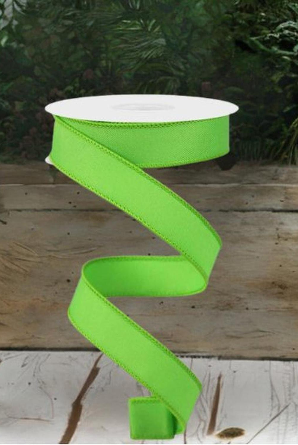 7/8" Diagonal Weave Ribbon: Lime Green (10 Yards)