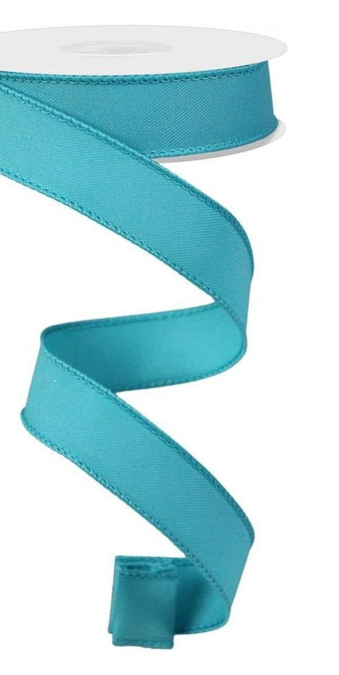 7/8" Diagonal Weave Ribbon: Turquoise (10 Yards) - Michelle's aDOORable Creations - Wired Edge Ribbon