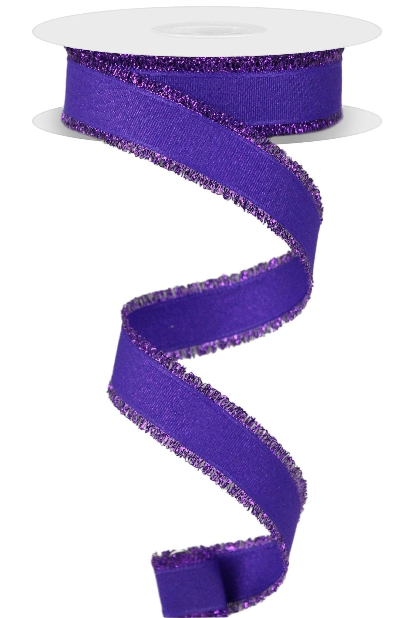 7/8" Fuzzy Edge Ribbon: Purple (10 Yards) - Michelle's aDOORable Creations - Wired Edge Ribbon