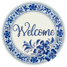 Shop For 8" Metal Round Sign: Welcome Blue Floral at Michelle's aDOORable Creations