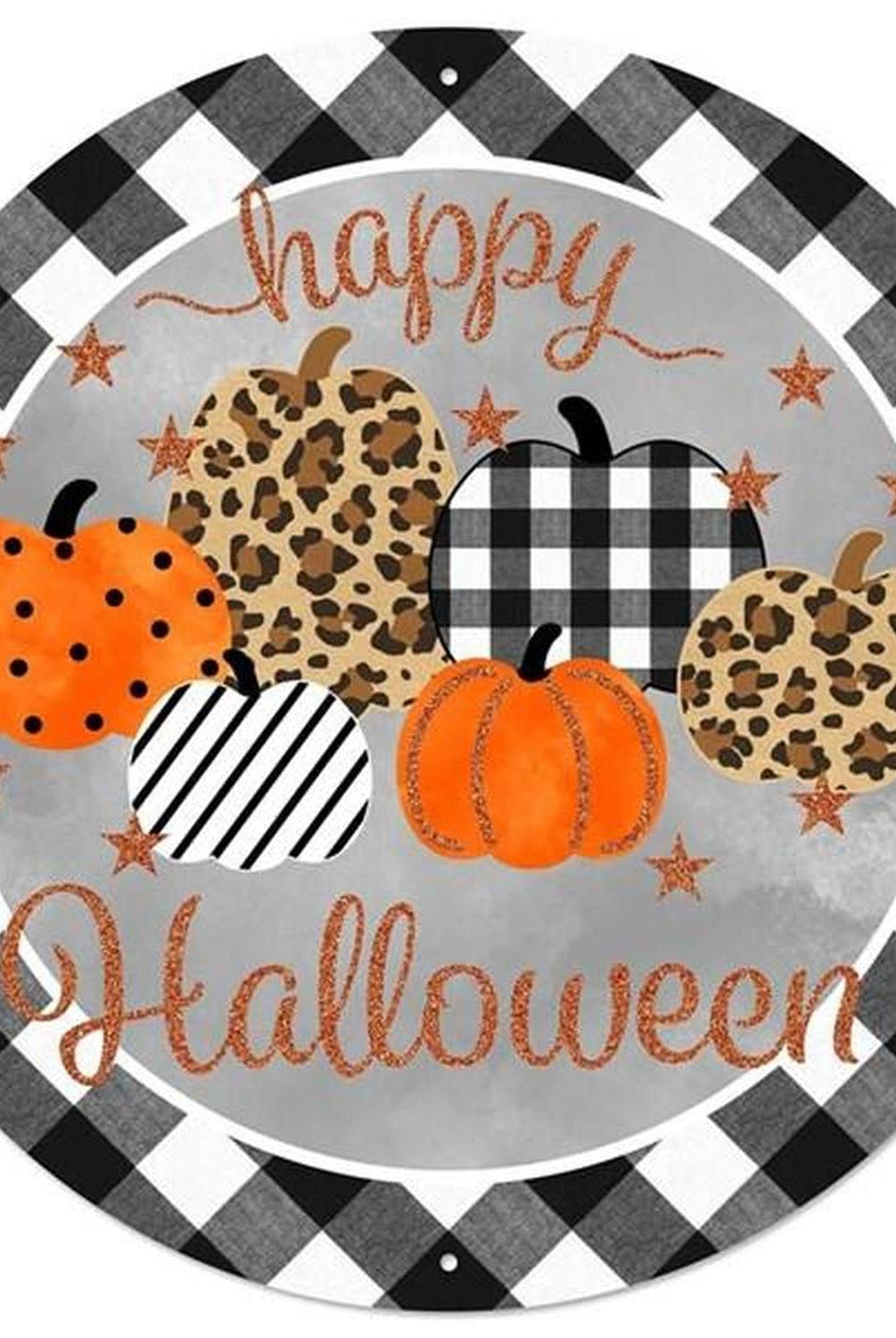 8" Metal Sign: Happy Halloween Pumpkins