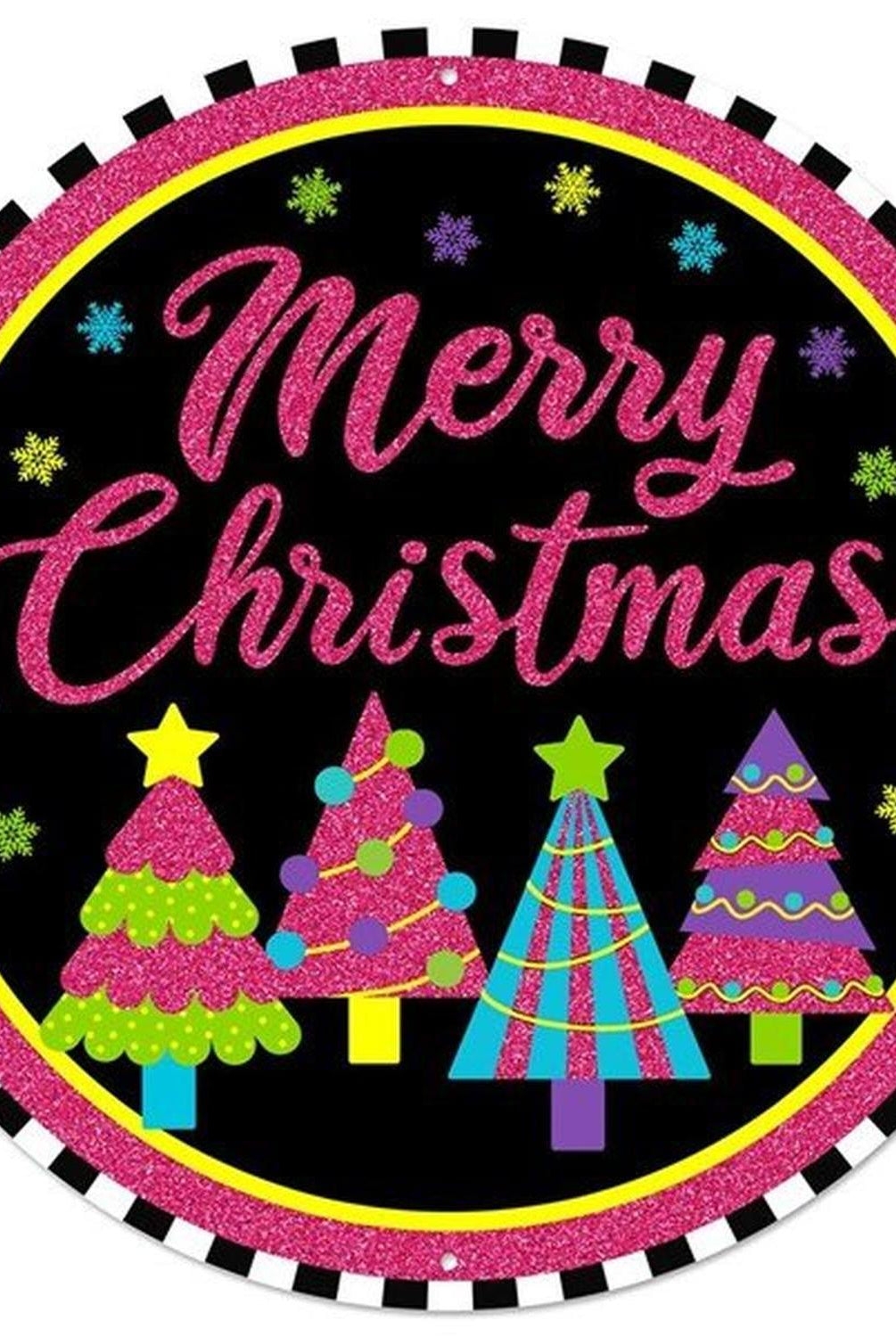 8" Metal Sign: Merry Bright Christmas