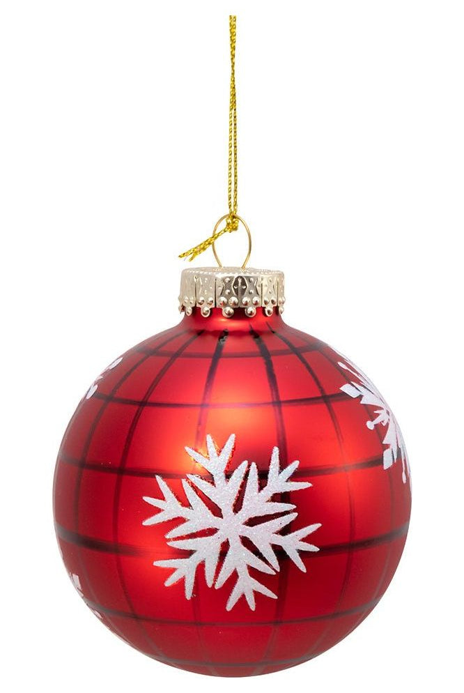 80MM Red Plaid Glass Ball Ornament (Asst 2) - Michelle's aDOORable Creations - Holiday Ornaments