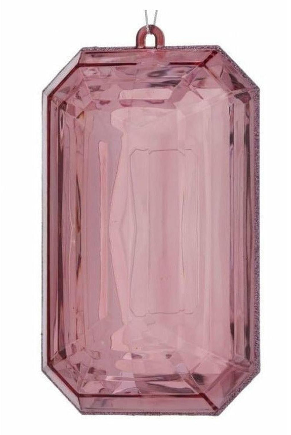 9" Acrylic Emerald Cut Precious Gem Ornament: Pink