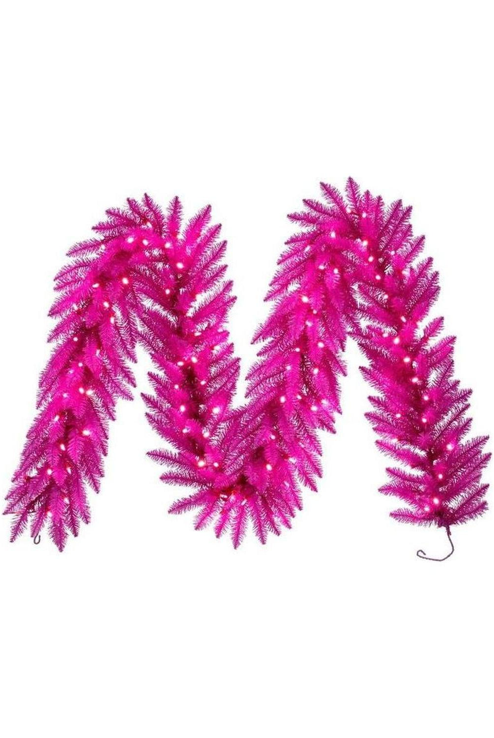 9' Hot Pink Artificial Pre-Lit Garland