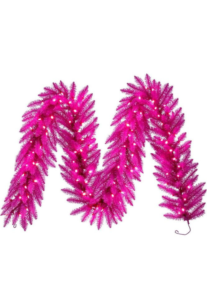 9' Hot Pink Artificial Pre-Lit Garland - Michelle's aDOORable Creations - Garland