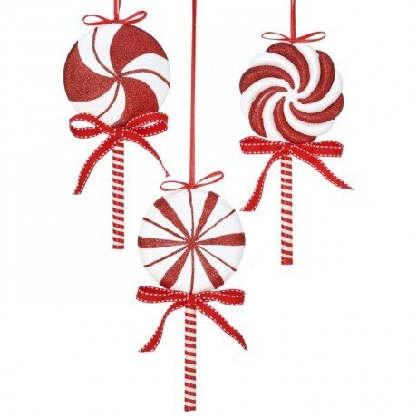 Shop For 9" Peppermint Lollipop Ornament (Asst 3) at Michelle's aDOORable Creations