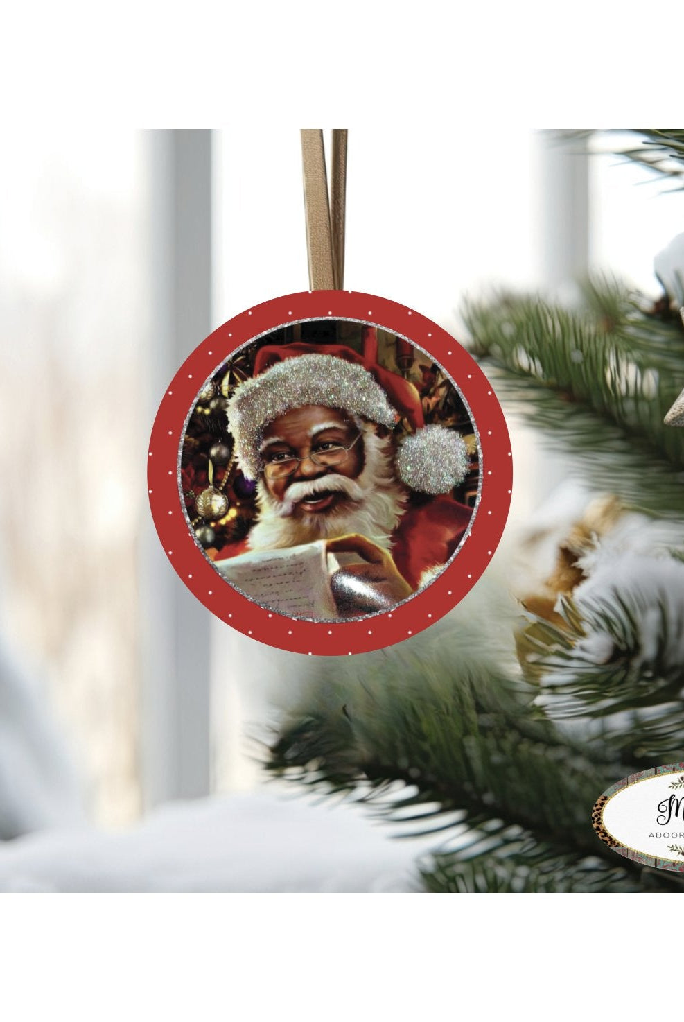 Shop For African American Santa Sign - Wreath Enhancement at Michelle's aDOORable Creations
