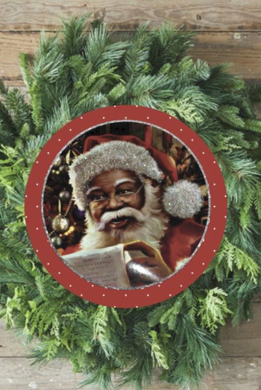 Shop For African American Santa Sign - Wreath Enhancement at Michelle's aDOORable Creations