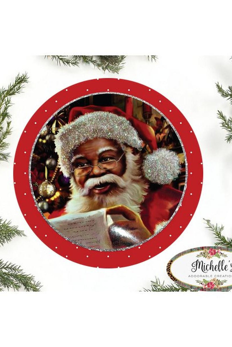 Shop For African American Santa Sign - Wreath Enhancement at Michelle's aDOORable Creations