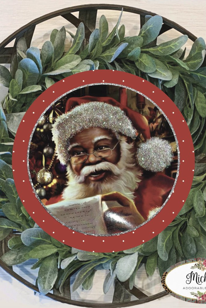 Shop For African American Santa Sign - Wreath Enhancement at Michelle's aDOORable Creations