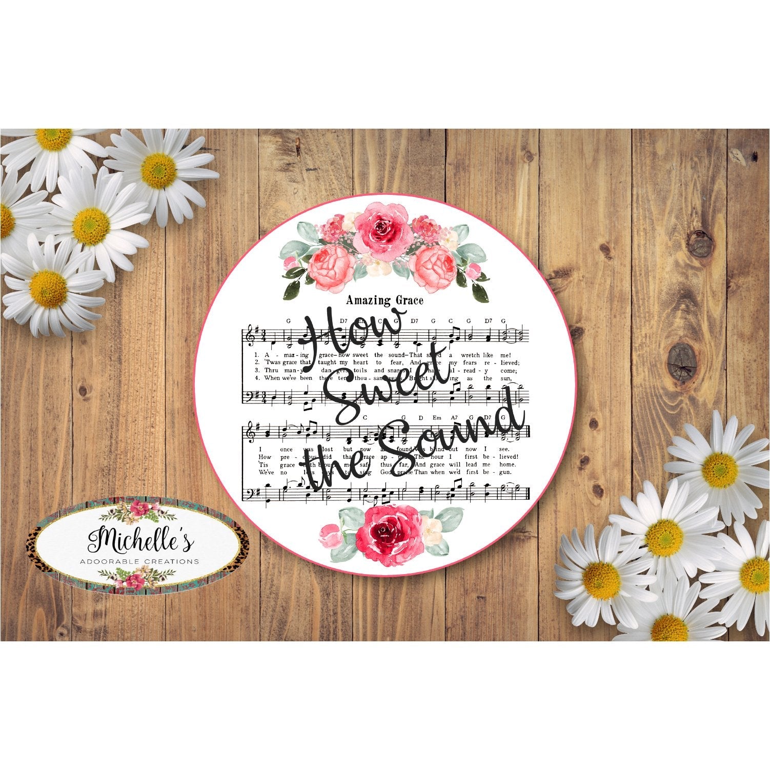 Shop For Amazing Grace Roses on White Sign - Wreath Accent Sign at Michelle's aDOORable Creations
