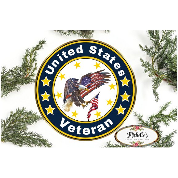 Shop For American Eagle Veteran Round Sign at Michelle's aDOORable Creations