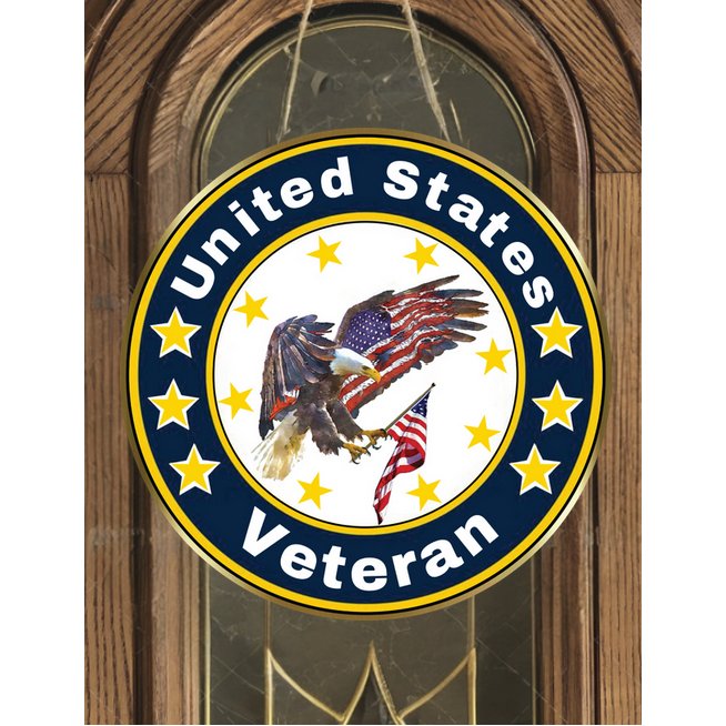 Shop For American Eagle Veteran Round Sign at Michelle's aDOORable Creations
