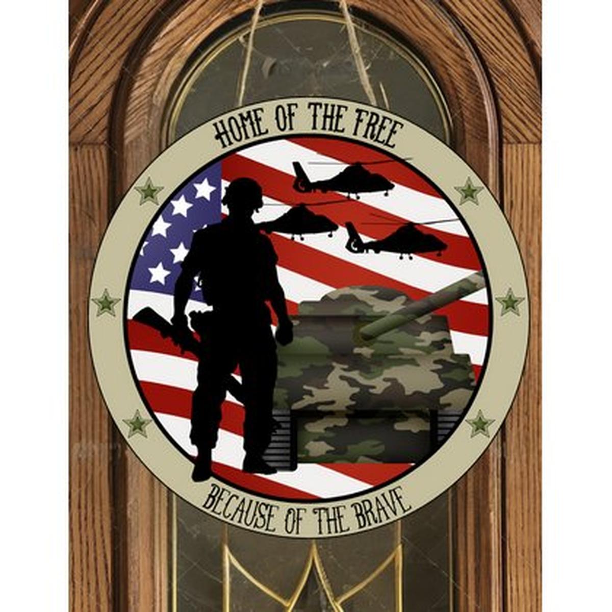 Shop For Army Home of the Brave Round Sign - Wreath Enhancement at Michelle's aDOORable Creations