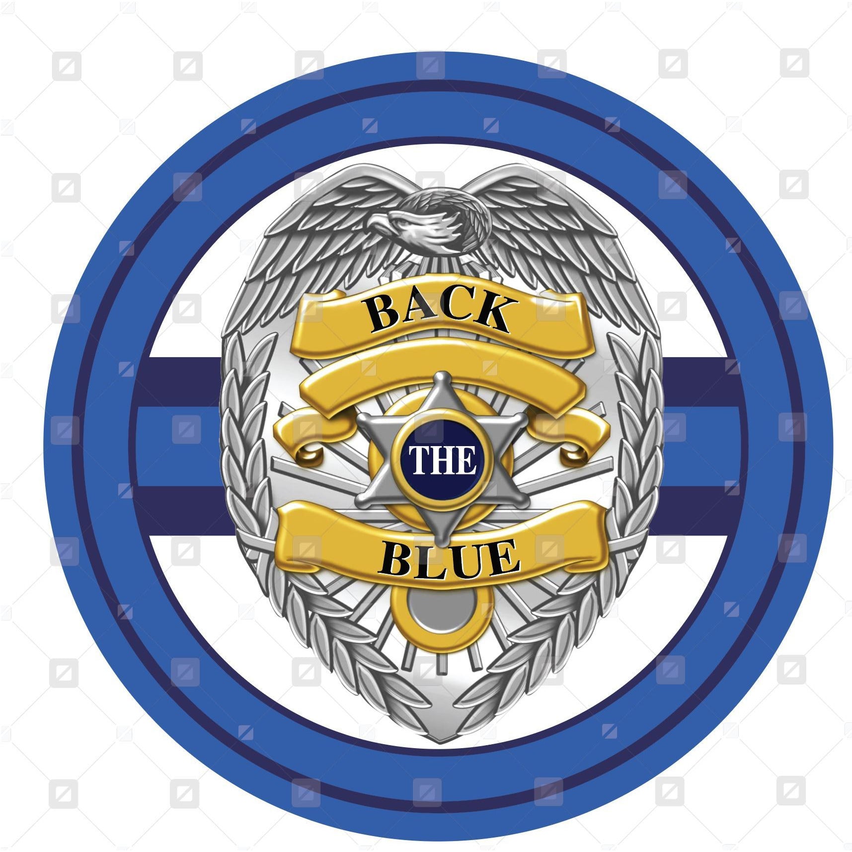 Shop For Back The Blue Badge Shield Round Sign at Michelle's aDOORable Creations