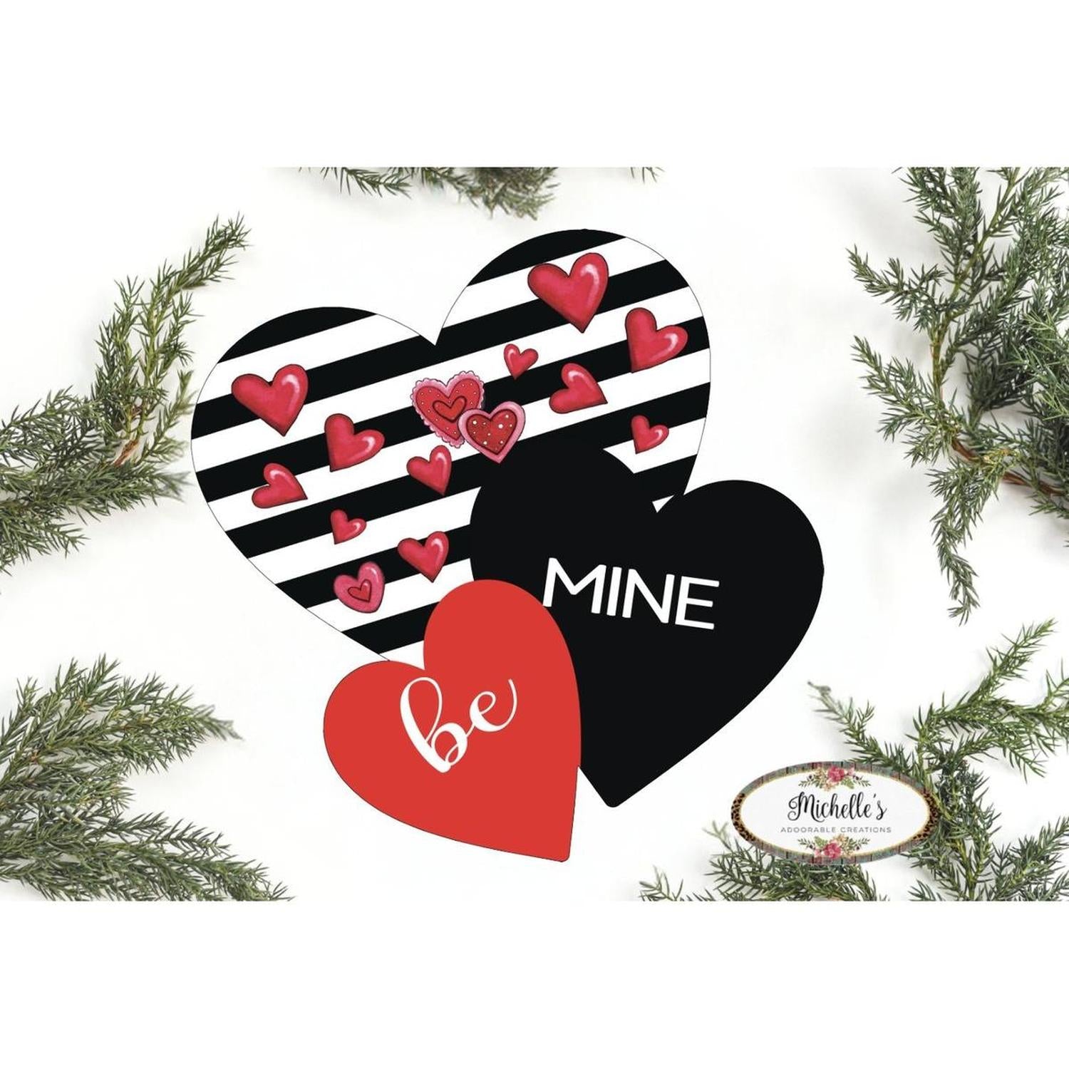 Shop For Be Mine Triple Hearts Valentine Sign - Wreath Enhancement at Michelle's aDOORable Creations