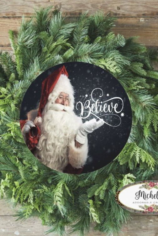 Shop For Believe Santa Claus Sign - Wreath Enhancement at Michelle's aDOORable Creations