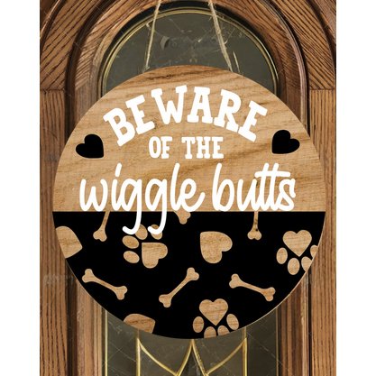 Shop For Beware Wiggle Butts Dog Sign - Wreath Enhancement at Michelle's aDOORable Creations