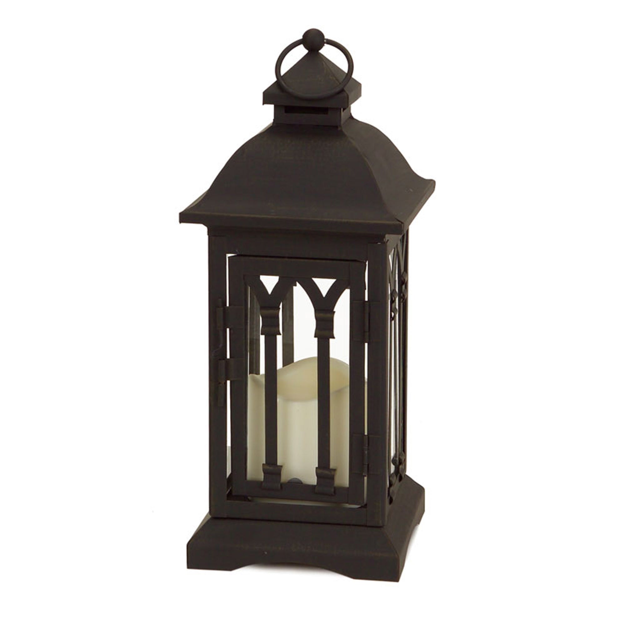 Shop For Black Arch Patterned Lantern with LED Candle (Set of 2) at Michelle's aDOORable Creations