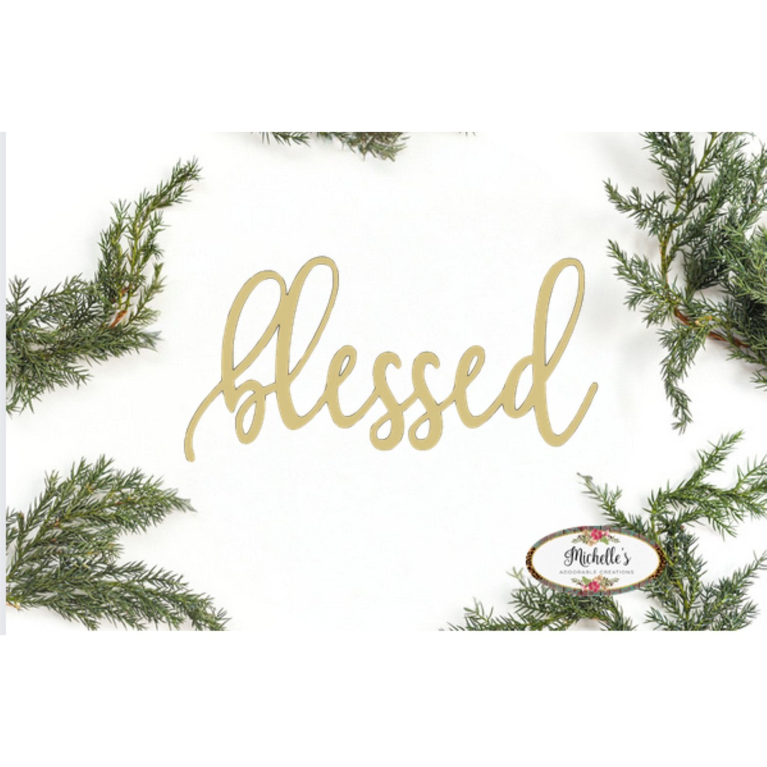 Shop For Blessed Script Word Wood Cutout - Unfinished Wood at Michelle's aDOORable Creations